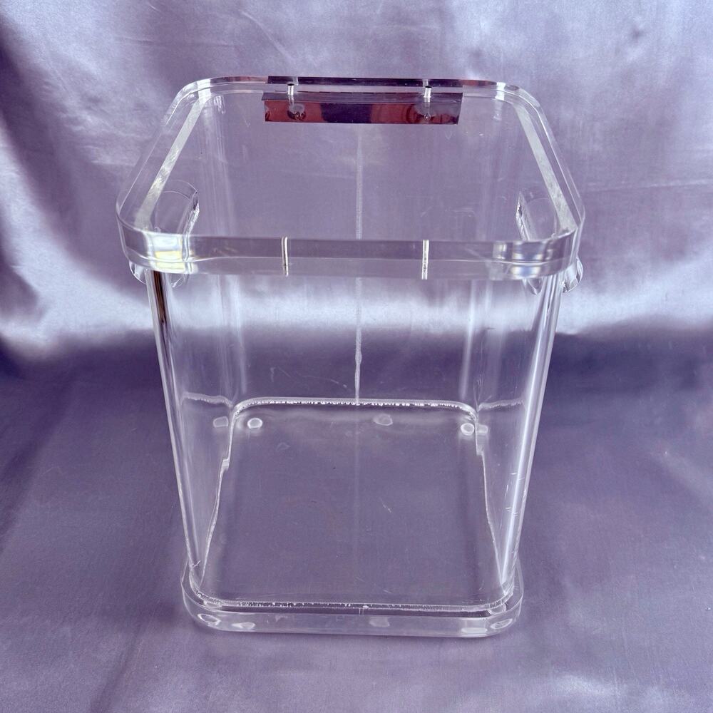 Vintage Wilardy Clear Lucite Ice Bucket Box Hinged Lid MCM Hollywood Regency 10”